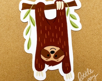 Upside Down Sloth Glossy Vinyl Sticker