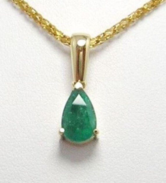 Colombian Emerald Pear Shape Solitaire Pendant 2.… - image 6