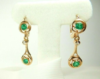 Colombian Emerald & Diamond Earrings 1.04 TCW 14K Rose Gold Fine Jewelry Muzo Mines