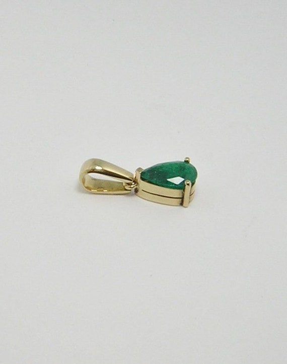 Colombian Emerald Pear Shape Solitaire Pendant 2.… - image 9