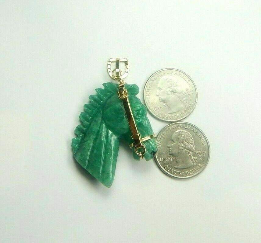 Colombian Carved Emerald 78.65 Carats Horse Face Pendant 18K - Etsy Canada