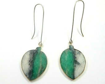 Colombian Emerald Hanging Earrings 30.00 Cts Oval shape 18K Gold Fine Jewelry