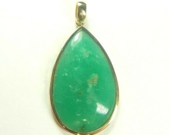 Colombian Emerald Cabochon Pear Shape Pendant 40.00 Cts 18K Yellow Gold Muzo Mines