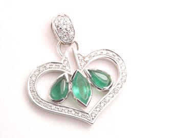 Colombian Emerald & Diamond Pendant 1.78 TCW Pear Shape 18K Muzo Mines