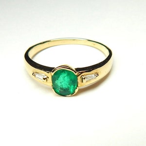 Colombian Emerald & Diamond Ring .60 Cts Oval Shape 18K Gold Size 7.25 US Muzo Mines image 9