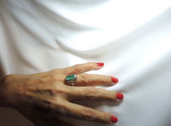 Colombian Emerald Art Deco Reversible Ring 3.82 C… - image 9
