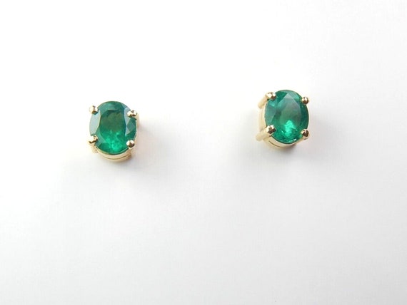 Colombian Emerald Stud Earrings Round 1.53 Cts 18… - image 7