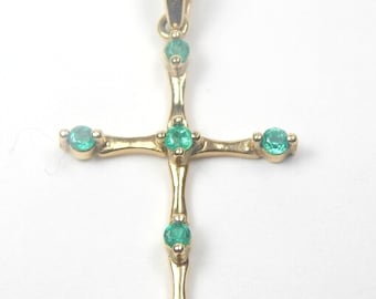 ANDES 1.5カラット コロンビア産エメラルドクロスネックレス 18K 