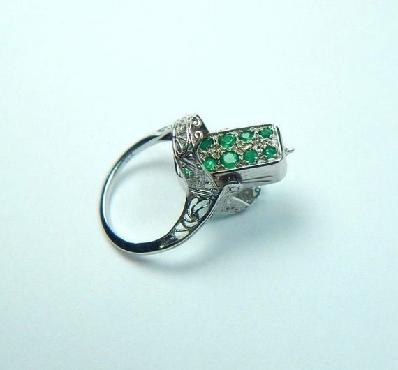 Colombian Emerald Art Deco Reversible Ring 3.82 C… - image 8