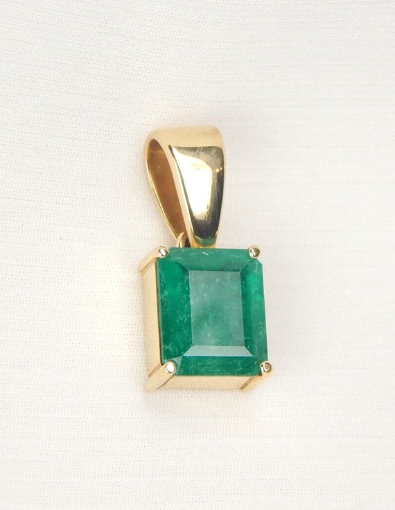 Colombian Natural Emerald Pendant 2.89 Cts Yellow… - image 7