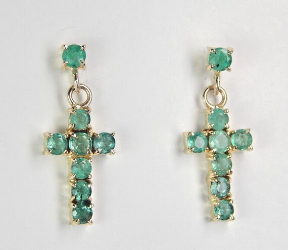 Emerald cross shop earrings