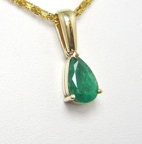 Colombian Emerald Pear Shape Solitaire Pendant 2.… - image 7