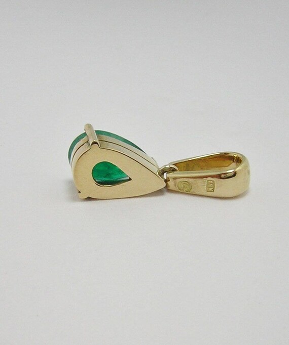 Colombian Emerald Pear Shape Solitaire Pendant 2.… - image 4