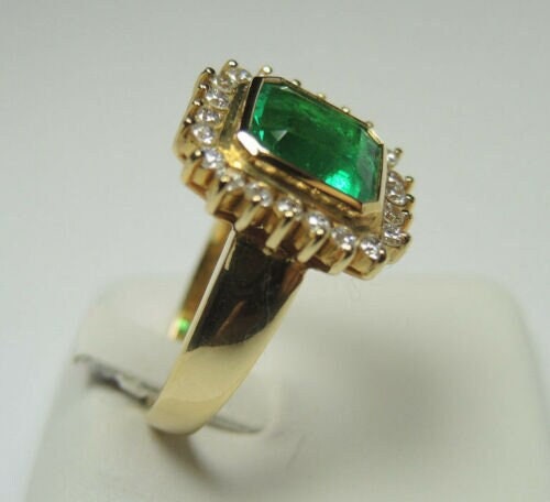 Colombian Emerald Engagement Ring 3.58 TCW 18K Yellow Gold Size 7 Fine ...
