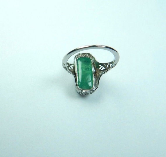 Colombian Emerald Art Deco Reversible Ring 3.82 C… - image 3