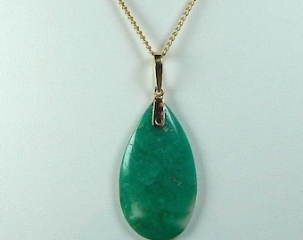 Colombian Emerald Cabochon Pear Shape Pendant 38.00 Cts 18K Yellow Gold Muzo Mines