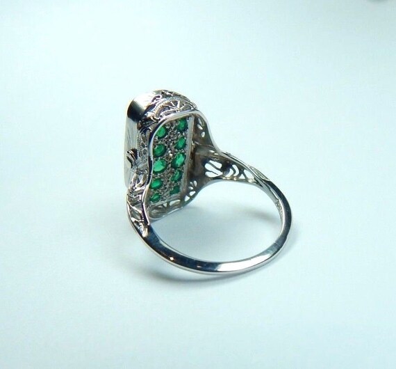 Colombian Emerald Art Deco Reversible Ring 3.82 C… - image 2