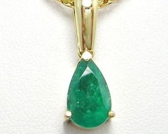 Colombian Emerald Pear Shape Solitaire Pendant 2.02 Cts18k Yellow Gold Muzo Mines