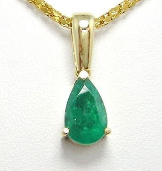 Colombian Emerald Pear Shape Solitaire Pendant 2.… - image 1