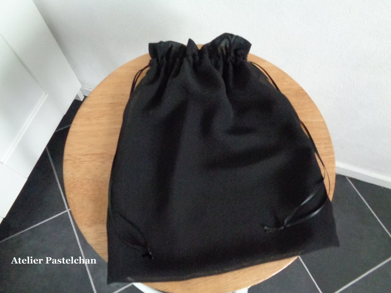 black CHIFFON drawstring dice bag two sizes for dice make up coins jewelry D/&D Tabletop RPG by AtelierPastelchan