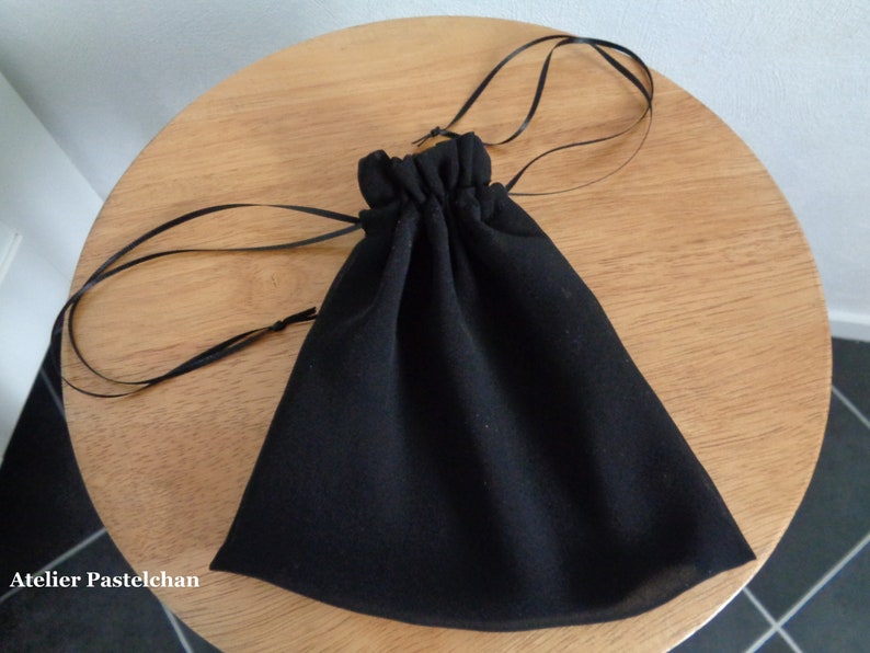 black CHIFFON drawstring dice bag two sizes for dice make up coins jewelry D/&D Tabletop RPG by AtelierPastelchan
