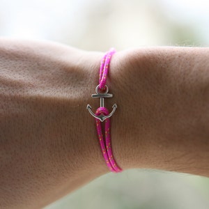 Bracelet petite ancre avec cordon marin image 3