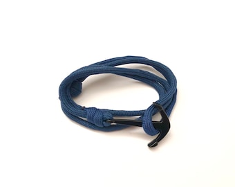 Bracelet Ancre noir cordage marin