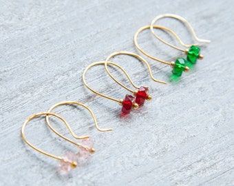 Birthstone Earrings, Tiny Gemstone Earrings, May Birthstone Earrings, Emerald Earrings, Personalised Gift for Women, Birthday Gift for Her