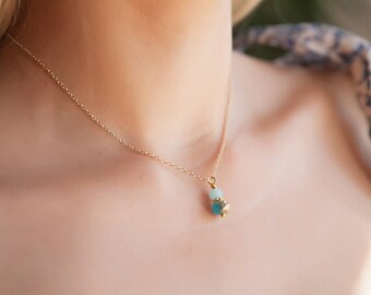 Aquamarine Pendant, Tiny Aquamarine Pendant, Aquamarine Necklace, Aquamarine Sea Glass Pendant, Sea Glass Necklace, Boho Necklace