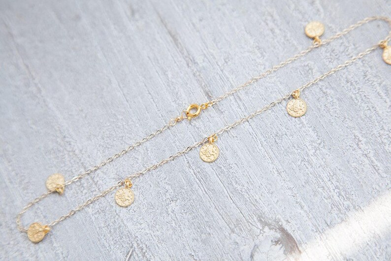 Gold Choker Tiny Coin Necklace Gold Coin Choker Coin Choker Coin Necklace Gift for Boho Girl Delicate Boho Necklace Boho Choker