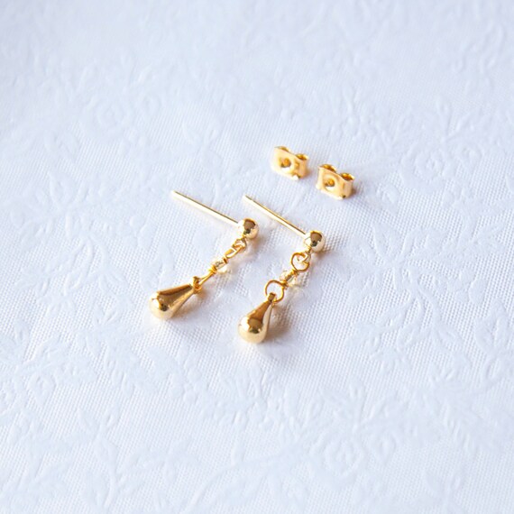 delicate gold drop earrings
