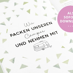 Packing list caravan to download, camping checklist with 144 points to tick off, motorhome vacation, digital file PDF