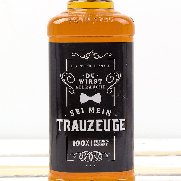 Flaschenetikett, Trauzeuge, Aufkleber, Trauzeuge fragen, Whisky oder Bierflasche, Hochzeit, Mann