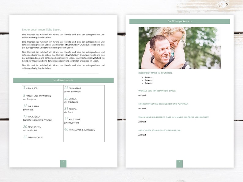 Vorlage Hochzeitszeitung, selber gestalten, Tipps und Ideen, 9 Muster zum herunterladen und ausdrucken, selber machen, deutsch Bild 2