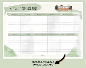 Camping Game Printable “City, Country, Vacation” (PDF)