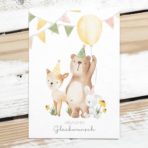 Geburtstagskarte Waldtiere, Karte zum Geburtstag, DIN A6