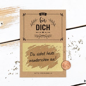 5x Rubbelkarten aus echtem Kraftpapier, Goldener Aufkleber, Persönliches Geschenk, Geschenkeanhänger, Geschenk Idee, Party feiern, Hochzeit Bild 1