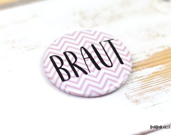 Button, Braut, Ansteckbutton für Braut, 55mm groß, Hochzeit, Junggesellinnenabschied, Brautgeschenk, JGA