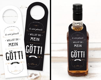 Gift idea for asking your godfather, printable label, "Will you be my godfather?", digital PDF download for bottle neck