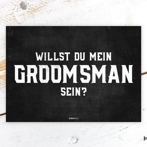 Groomsman fragen, Postkarte, Willst du mein Groosman sein, deutsch, männliche Brautjungfer, Groomsmen,Hochzeit, Geschenk, Idee