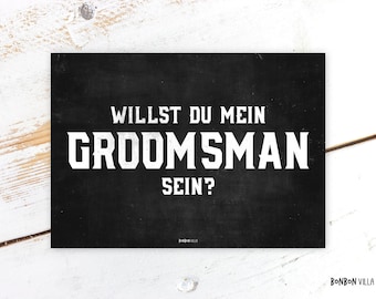 Groomsman fragen, Postkarte, Willst du mein Groosman sein, deutsch, männliche Brautjungfer, Groomsmen,Hochzeit, Geschenk, Idee