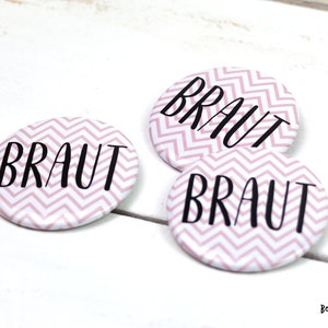 Button, Braut, Ansteckbutton für Braut, 55mm groß, Hochzeit, Junggesellinnenabschied, Brautgeschenk, JGA Bild 2