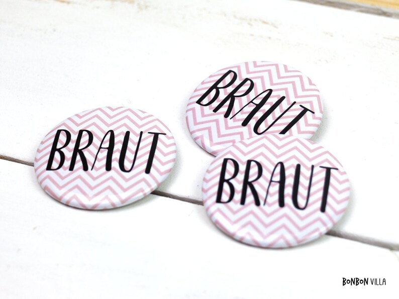 Button, Braut, Ansteckbutton für Braut, 55mm groß, Hochzeit, Junggesellinnenabschied, Brautgeschenk, JGA Bild 2