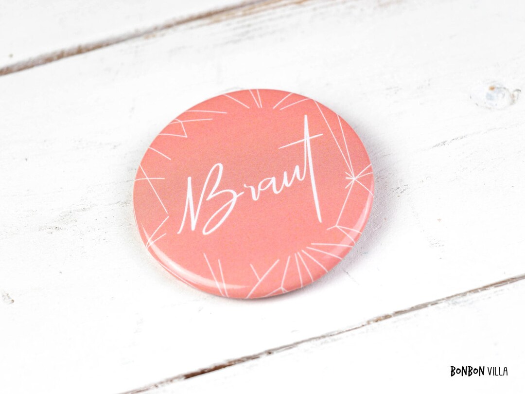 JGA Button, Braut, Ansteckbutton für Braut, 55mm groß, Hochzeit ...