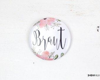 großer Hochzeitsbutton, Braut, 55mm, Bride to be, Brautgeschenk, Junggesellinnenabschied, Geschenk für Braut, Anstecker, *Bloomy*