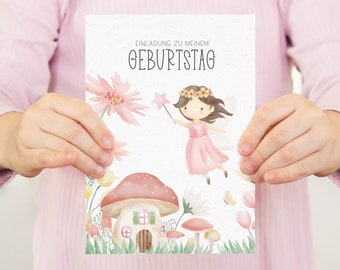 Invitation to children's birthday girl, fairy birthday girl birthday, fairy invitation card, DIN A6