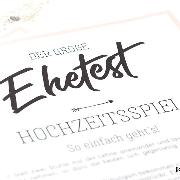 Hochzeitsspiel zum ausdrucken, der große Ehetest, Spiel für das Brautpaar, Lustig, Fragen, Idee, zur Hochzeit, Digitale PDF, Schuhspiel