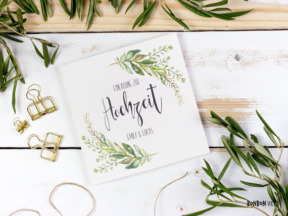 Hochzeitseinladungen Watercolor Grun Ab 20 Stuck Etsy