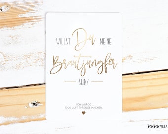 Ask Bridesmaid, Gold Postcard, Will you be my Bridesmaid, Gifts for Bridesmaids, Wedding, Ask Bridesmaid