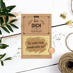 Gastgeschenke Hochzeit, 50x Rubbelkarten, Highlight, echtes Kraftpapier mit goldenem Aufkleber, persönliches Gastgeschenk, Hochzeit planen